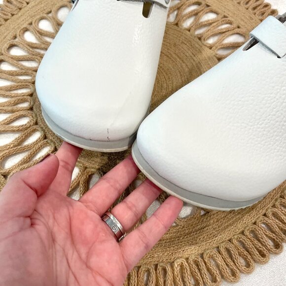 Birkenstock Tokio Super Grip Leather White Slide On Strap Clog Size EU 39 - Picture 6 of 9